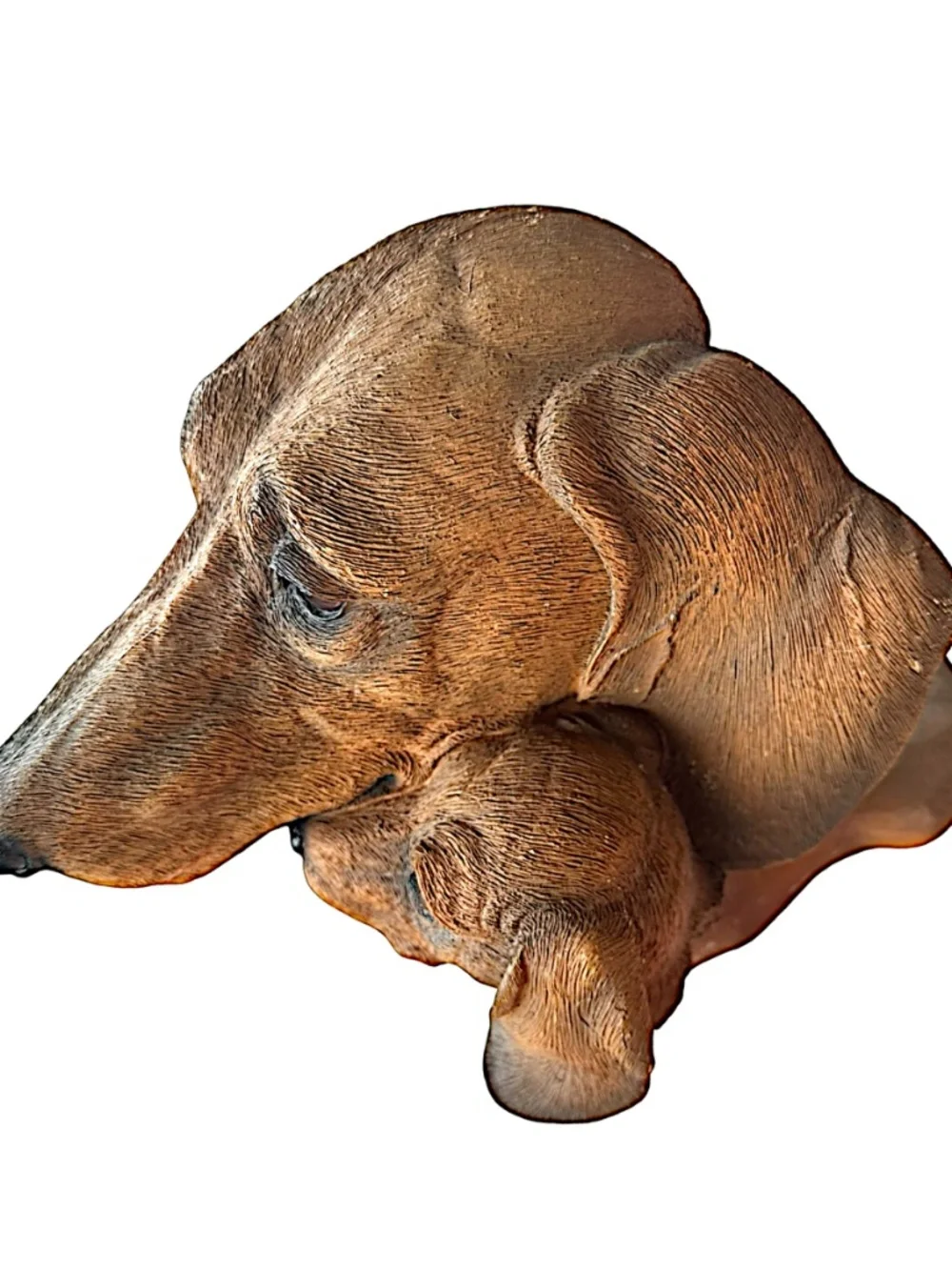LS Vintage 2003 Resin Dachshund Dogs Figurine 7” Mother & Puppy Signed Dated